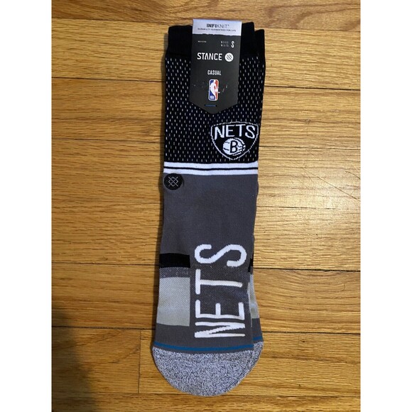 Stance Men Black Crew Cushion InfiKnit NBA Brooklyn Nets Shortcut 2 Sock S 3-5.5 - Picture 1 of 2